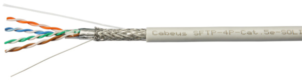 фото Кабель витая пара S/FTP 5e кат. 4 пары Cabeus SFTP-4P-Cat.5e-SOLID-GY в Уфе