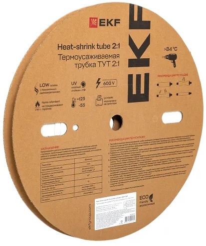 

Термоусаживаемая трубка EKF tut-12-w ТУТ нг 12/6 белая рулон, tut-12-w