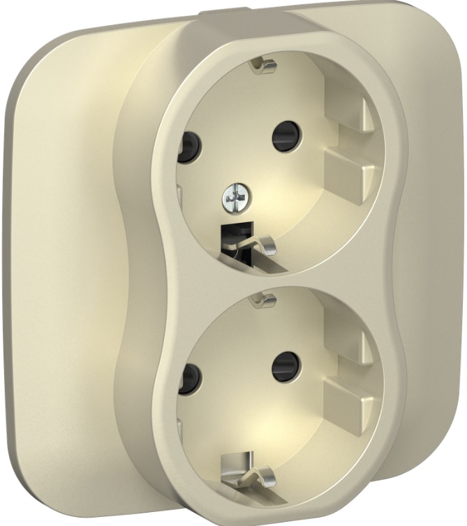 

Розетка двухместная с заземлением IEK FI-R24A-16-1-K37 FLITE с защитными шторками безвинтовое крепление 16А РСш12-1-А-ФлШ шампань, FI-R24A-16-1-K37