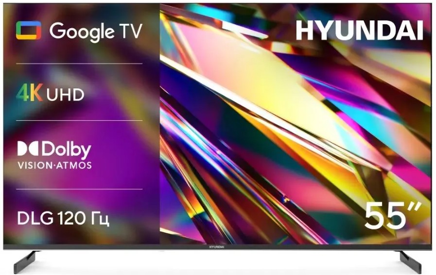 

Телевизор Hyundai H-LED55BU7011 LED, 55" Google TV Frameless Metal черный 4K Ultra HD 60Hz MEMC DVB-T DVB-T2 DVB-C DVB-S DVB-S2 USB WiFi Smart TV, H-LED55BU7011