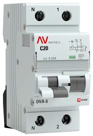 

Автомат дифференциальный EKF rcbo6-1pn-20C-30-ac-av DVA-6 1P+N 20А (C) 30мА (AC) 6кА AVERES, rcbo6-1pn-20C-30-ac-av