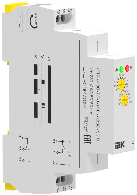 

Реле задержки выключения IEK CTR-430-TF-1-10D-A230-C00 TF 1 конт. 230В AC, CTR-430-TF-1-10D-A230-C00