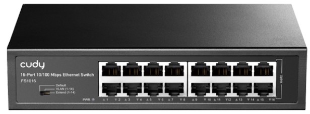 

Коммутатор неуправляемый Cudy FS1016 16-Port 10/100 Mbps, 16 10/100 Mbps RJ45 Ports,/VLAN/Extend working mode DIP, Rack-mountable Steel Case, Power Sa, FS1016