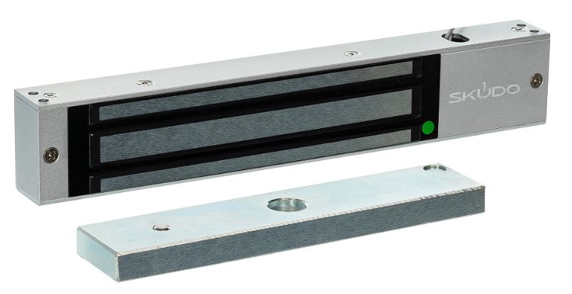 Замок электромагнитный Skudo SK-EL280A-DS 12В/24В DC не более 430мА (12В)/290мА (24В), усилие 280-300 кг. Планка в комплекте.