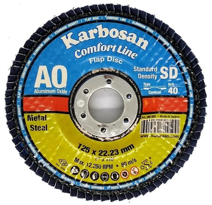 

Круг лепестковый ООО САМ KAR-981450-10 Karbosan КЛТ 125х22/Р40 Comfort Line AO SD Flap Конический 10 шт, KAR-981450-10