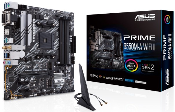 

Материнская плата mATX ASUS PRIME B550M-A WIFI II (AM4, B550, 4*DDR4(4866), 4*SATA 6G RAID, 2*M.2, 3*PCIE, 7.1CH, Glan, WiFi, BT, 6*USB 3.2, HDMI, DVI, PRIME B550M-A WIFI II