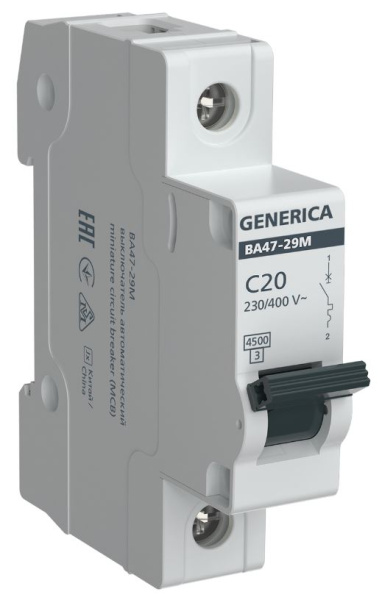 Изображение товара Автоматический выключатель GENERICA MVA21-1-020-C-G