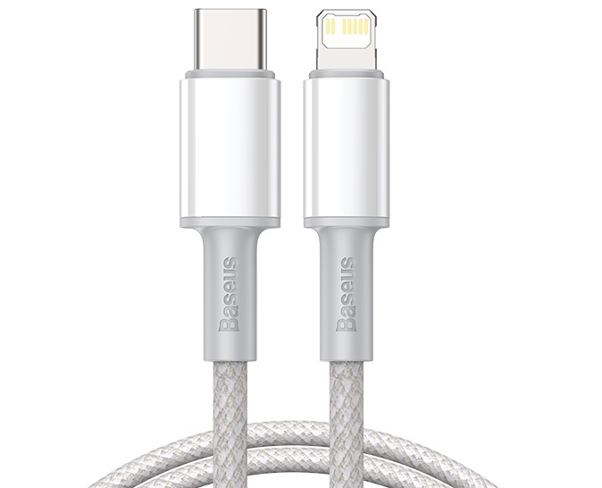 

Кабель интерфейсный Baseus CATLGD-02 Type-C - Lightning PD 20W 1m, совместим с PD 18W, корпус из ABS-пластика + плетеный провод высокой плотности, whi, CATLGD-02