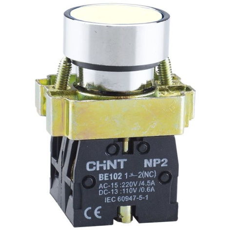 Изображение товара Кнопка управления CHINT 573954 NP2-BA11 белая без подсветки 22 мм