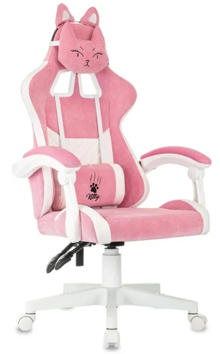 

Кресло игровое Бюрократ KNIGHT KITTY W PINK розовый/молочный с подголов. крестов. пластик пластик белый, KNIGHT KITTY W PINK
