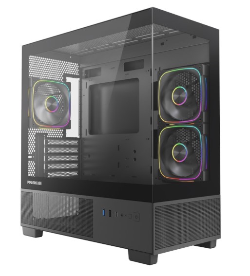 

Корпус mATX Powercase CVMMSHB-A3 черный, без БП, боковая панель из закалённого стекла, USB Type-C, CVMMSHB-A3