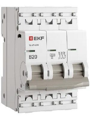 Изображение товара Автоматический выключатель EKF M634320B 20 А 3 полюса серия PROxima IP20