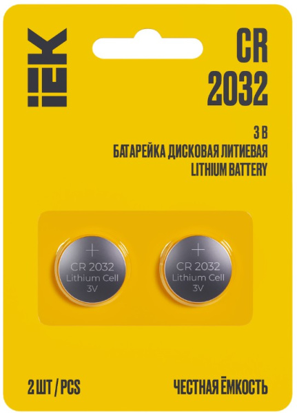 Изображение товара Батарейка IEK ABT-CR2032-OP-L02 литиевая CR2032 3 В блистер 2 шт