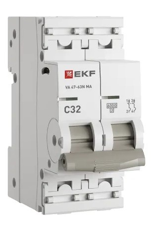 Изображение товара Автоматический выключатель EKF M63MA6232C 2-полюсный 32 А IP20