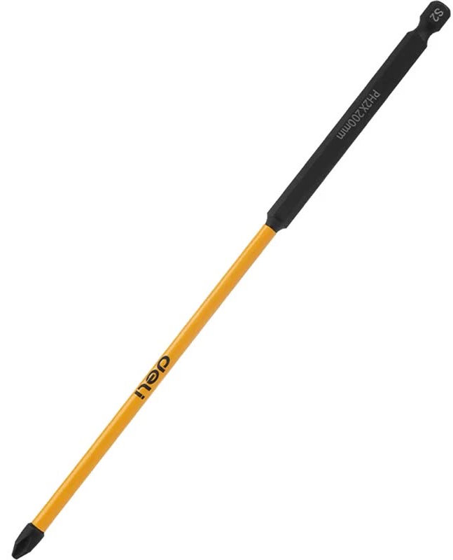 

Набор бит Deli DL251200 торсионных для ударных шуруповертов 10шт PH2*200мм, сталь S2, пласт.кейс, DL251200