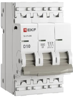 Изображение товара Автоматический выключатель EKF M636310D 3П 10А IP20 для защиты цепей