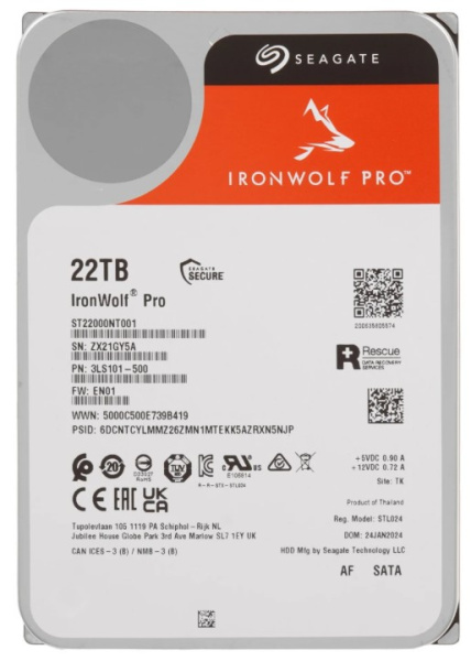 Изображение товара Жесткий диск Seagate ST22000NT001, 22 ТБ, 7200 об/мин, SATA III