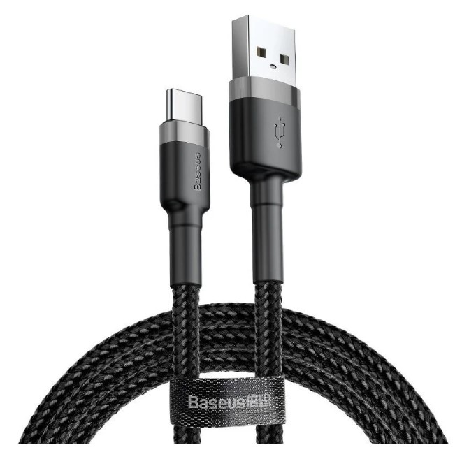 

Кабель Baseus Cafule CATKLF-UG1 USB For Type-C 2A, нейлоновая оплётка, 3m Gray+Black, Cafule