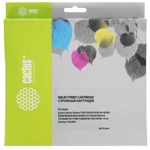 

Набор картриджей Cactus CS-EPT0827 для Epson Stylus Photo R270/290/RX590, 6 картриджей по 11мл, CS-EPT0827