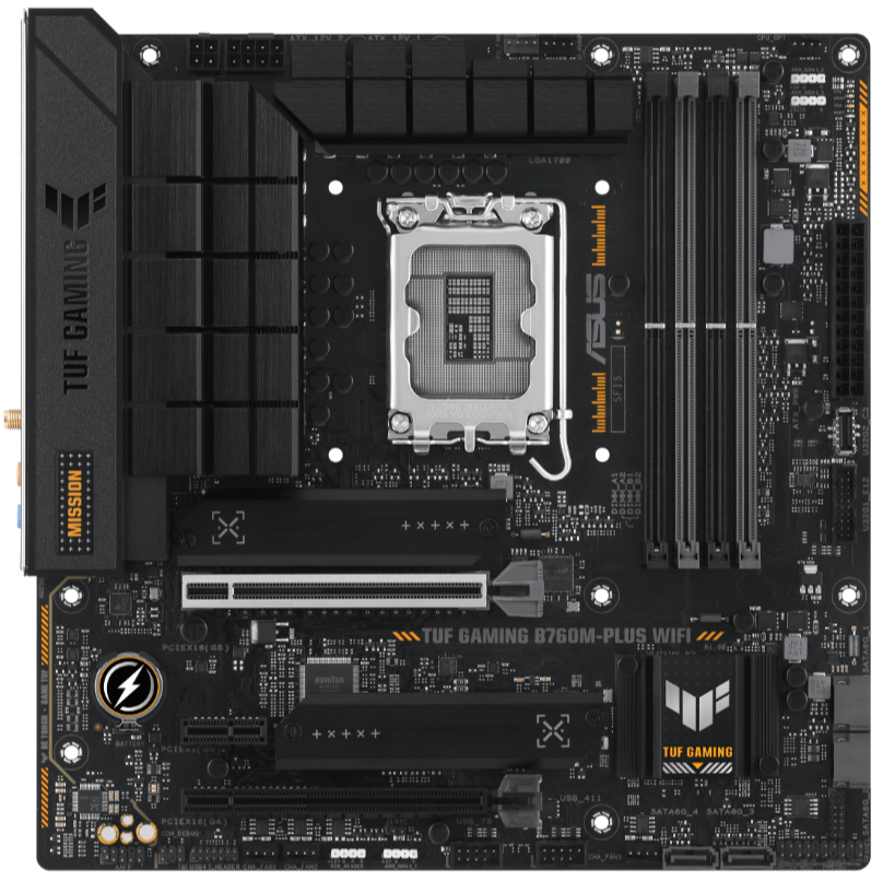 

Материнская плата mATX ASUS TUF GAMING B760M-PLUS WIFI 90MB1ET0-M0EAY0 (LGA1700, B760, 4*DDR5 (7200), TUF GAMING B760M-PLUS WIFI