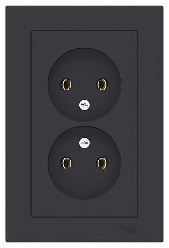 

Розетка Schneider Electric ATN001020 AtlasDesign, двойная, без заземления, 16А, в сборе, карбон, ATN001020