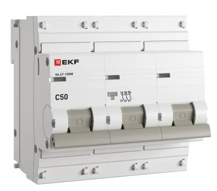 

Автоматический выключатель EKF mcb47100m-3-50C-pro 3P 50А (C) 10кА ВА 47-100M без тепл. расцепит. PROxima, mcb47100m-3-50C-pro