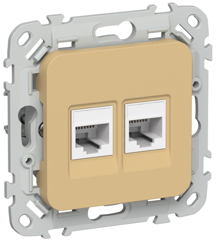 

Розетка компьютерная IEK FI-K22-1-K89 FLITE 2-местная RJ45 категория 5Е UTP РК5е-2-0-ФлШм шамуа, FI-K22-1-K89