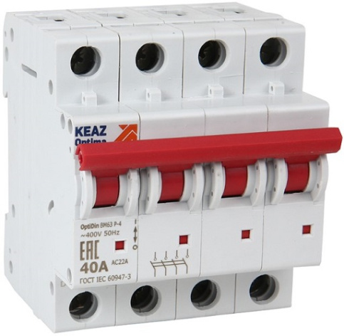 Изображение товара Рубильник КЭАЗ ОптиДин 4П 20А промышленный для цепей до 400 В