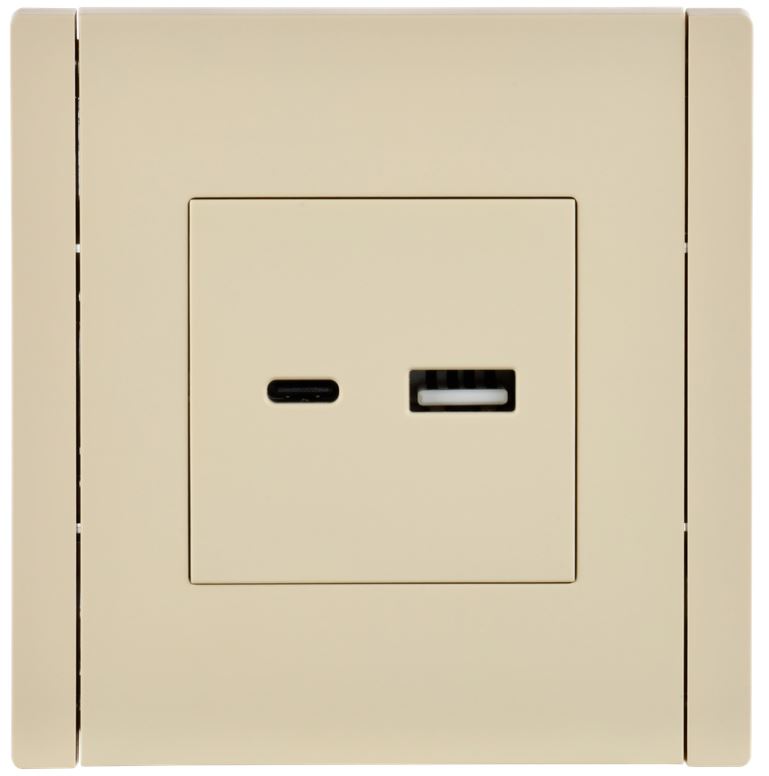 

Розетка USB IEK FP-U22-D31-K10 FORTE&PIANO тип A+тип C 3,1А FP450 ваниль, FP-U22-D31-K10
