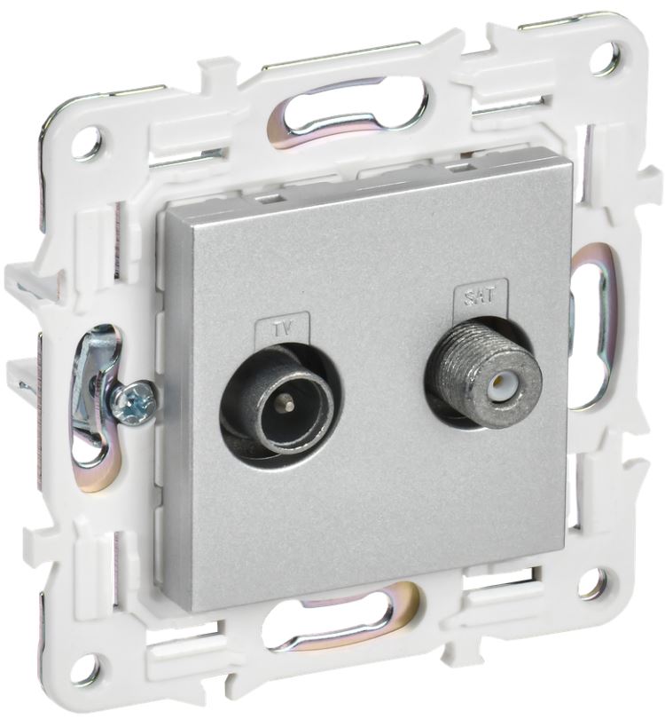 

Розетка телевизионная IEK SK-AF20-O-K23 SKANDY TV+SAT SK-A13S Серебряный, SK-AF20-O-K23