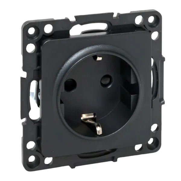 

Розетка EKF EZR16-028-10 Стокгольм 16А с/з автоматические клеммы черный с защитными шторками механизм, EZR16-028-10