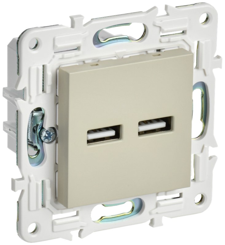 

Розетка USB IEK SK-U21-D31-K10 SKANDY тип A+тип A 3,1А SK-R15B бежевая, SK-U21-D31-K10