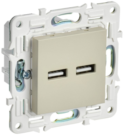 Изображение товара Розетка USB IEK SK-U21-D31-K10 встраиваемая с 2 портами USB Type-A