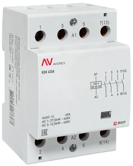 

Контактор модульный EKF km-av-3-40-40-230V КМ 40А 4NO 230VAC (3 мод.) AVERES, km-av-3-40-40-230V
