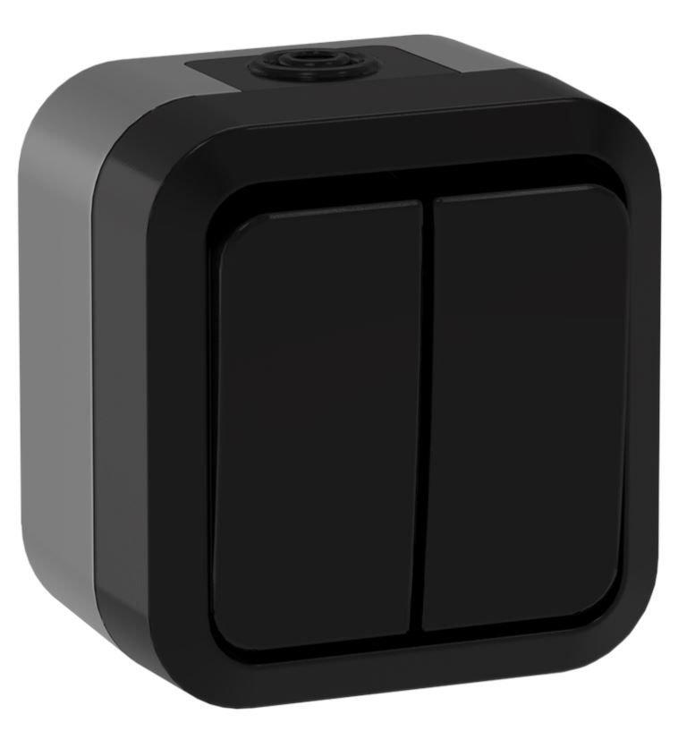 

Переключатель двухклавишный IEK TS-V22-0-10-55-K53 TORS 10А IP55 TS125 графит, TS-V22-0-10-55-K53