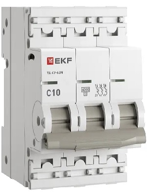 

Автоматический выключатель EKF M636310C 3P 10А (C) 6кА ВА 47-63N PROxima, M636310C