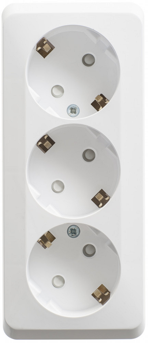 

Розетка Schneider Electric PA16-012B 3-ая с/з со шторками 16А 250B белый, PA16-012B