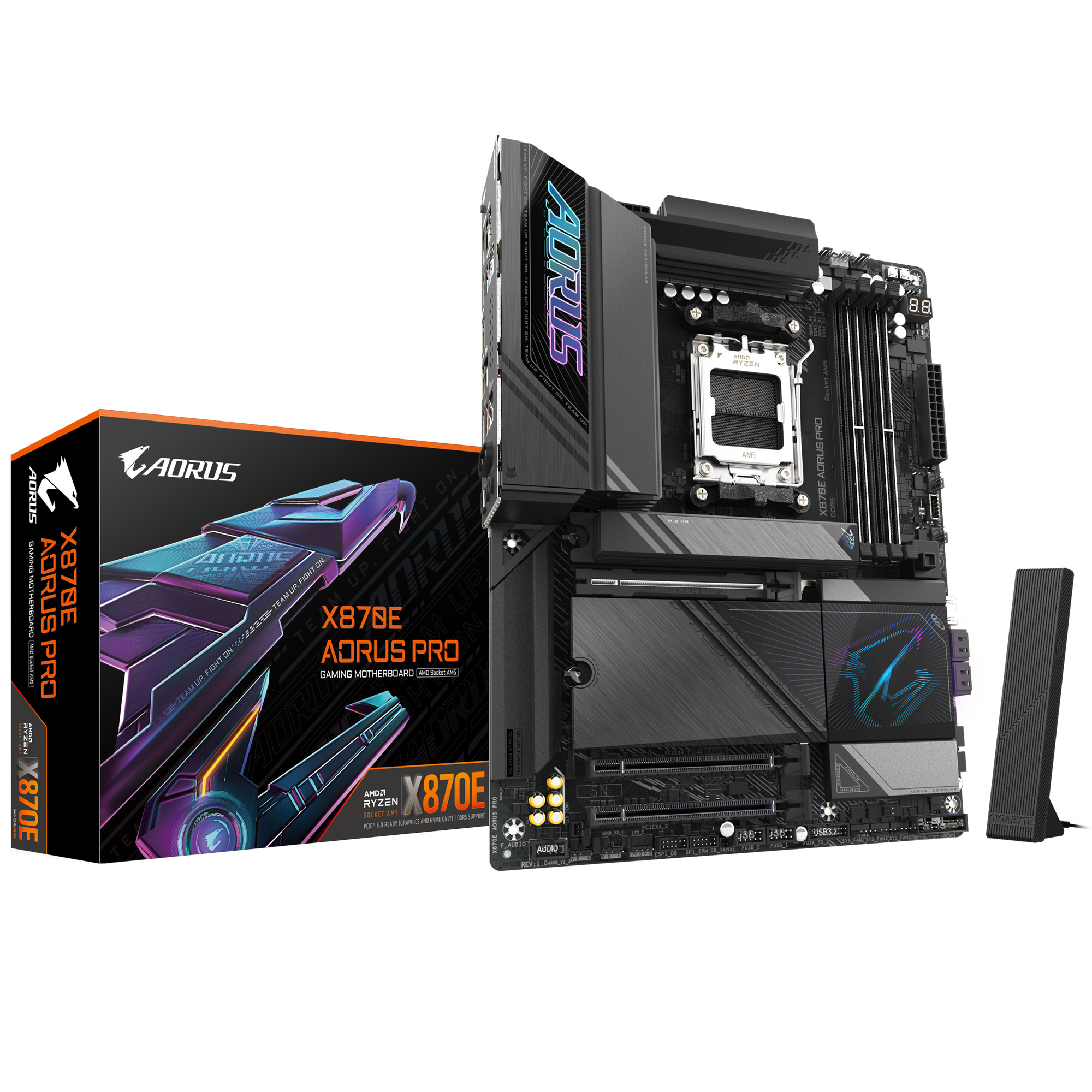 

Материнская плата ATX GIGABYTE X870E AORUS PRO (AM5, AMD X870, 4*DDR5(8000), 4*SATA 6G RAID, 4*M.2, 3*PCI-E, 7.1CH, 7*USB 3.2, 2*USB 2.0, 2*USB 3.2 Ty, X870E AORUS PRO