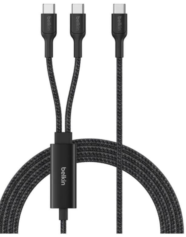 

Кабель Belkin CAC004hq1.5MBK 2-in-1 140W USB-C - USB-C Braided Dual Charging Cable. Длина: 1,5м. Цвет: черный, CAC004hq1.5MBK