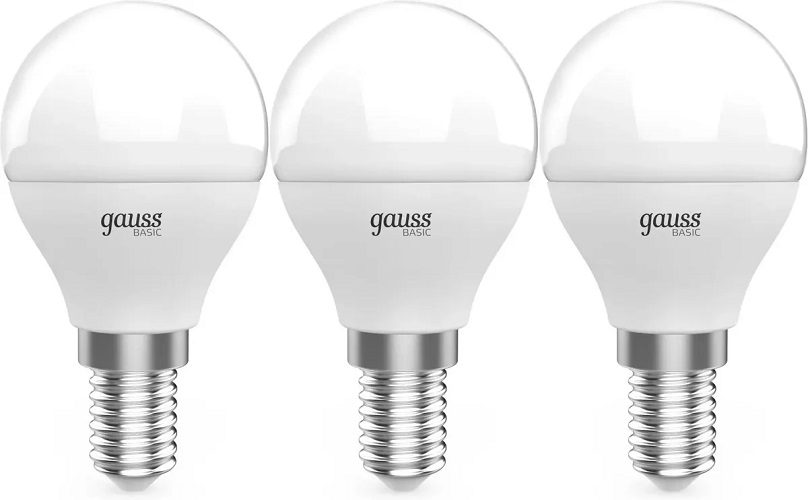

Лампа светодиодная Gauss 10531252T Basic 5.5Вт цок.:E14 шар 220B 4100K св.свеч.бел.нейт. (3шт), 10531252T