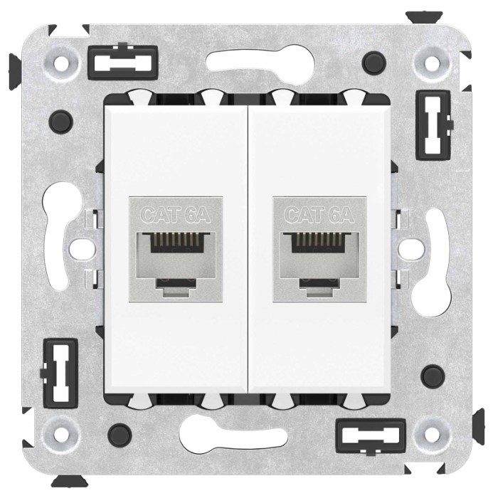 

Розетка компьютерная DKC 4400774 RJ-45 без шторки в стену, кат.6А двойная экранированная, "Белое облако", "Avanti", 4400774