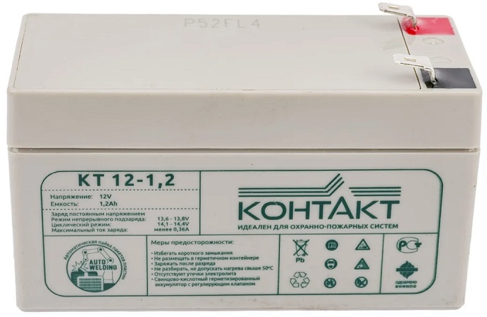 

Батарея аккумуляторная КОНТАКТ КТ 12-1,2 для ИБП, 12В, 1.2Ач, КТ 12-1,2