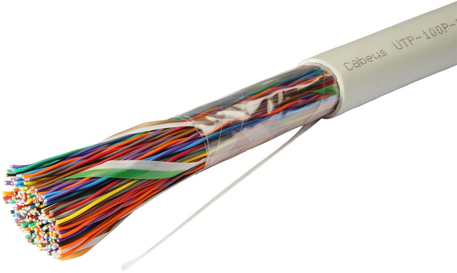 

Кабель витая пара U/UTP 3 кат. 100 пар Cabeus UTP-100P-Cat.3-IN 24AWG(0.47 мм), медь, одножильный (solid), внутренний, PVC, нг(A)-LS, серый, цена за м, UTP-100P-Cat.3-IN