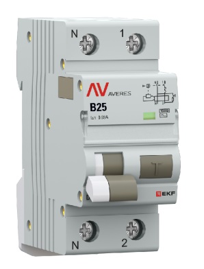 

Автомат дифференциальный EKF rcbo10-1pn-25B-30-ac-av DVA-10 1P+N 25А (B) 30мА (AC) 10кА AVERES, rcbo10-1pn-25B-30-ac-av