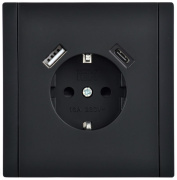 фото Розетка с заземлением с 2 USB IEK FP-R14-16-U22-018-K02