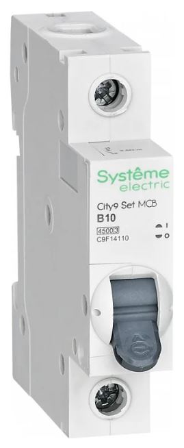 

Автоматический выключатель Systeme Electric C9F14110 City9 Set B 10А 1P 4.5kA 230В, C9F14110