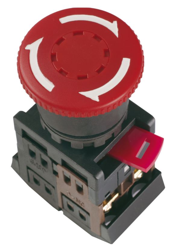 

Кнопка IEK BBG10-AE-K04 AE-22 Грибок с фиксацией красный d22мм 240В 1з+1р, BBG10-AE-K04