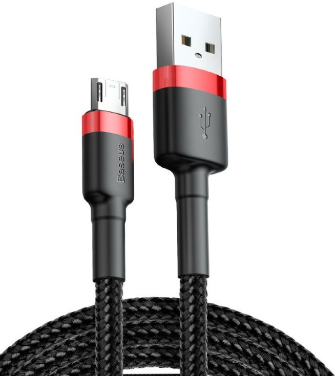 

Кабель интерфейсный Baseus CAMKLF-B91 USB Type A - Micro USB 2.4A, нейлоновая оплётка, 1m red+black, CAMKLF-B91