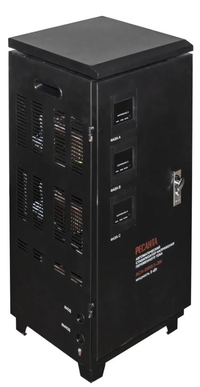 

Стабилизатор Ресанта 63/4/6 АСН-20000/3 однофазный, электромеханический 220В 20000Вт вх.:140-260В, 63/4/6