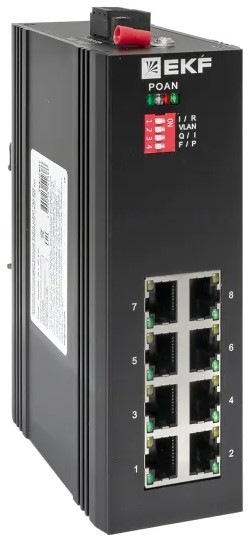 

Коммутатор промышленный неуправляемый EKF TSX-U-8GTP U-8GTP 8 портов 10/100/1000Base-T(X) RJ45 c PoE монтаж на DIN-рейку TSX, TSX-U-8GTP